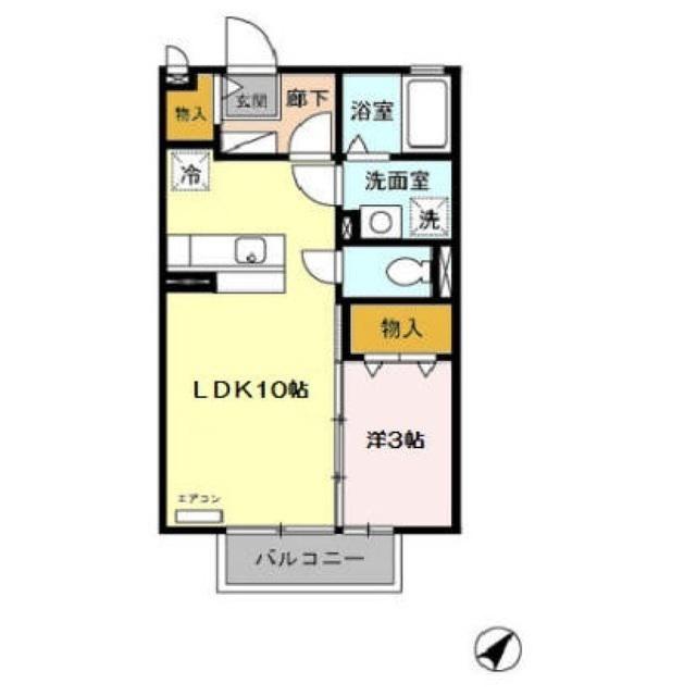 セジュール石原坂(1LDK/2階)の間取り写真