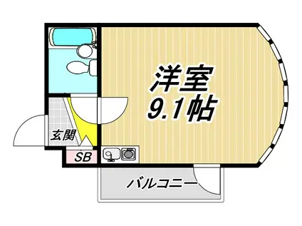 サンパレス21塚口II(ワンルーム/1階)の間取り写真