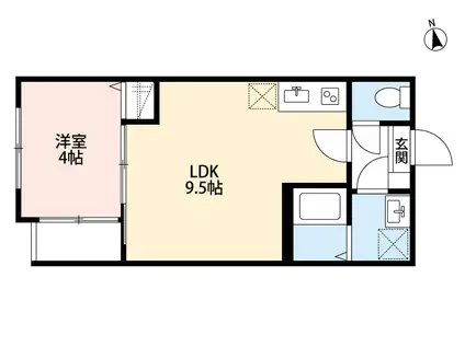 CRECIA 岩槻 A棟(1LDK/1階)の間取り写真