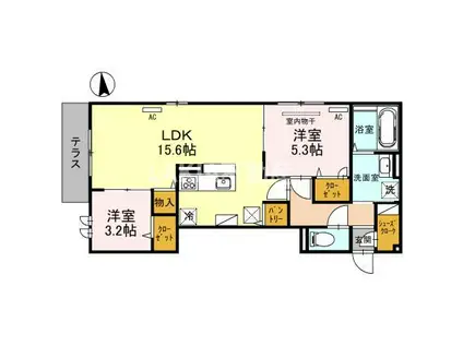 クラシスト杭全(2LDK/1階)の間取り写真