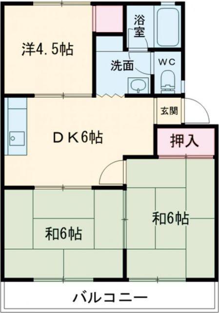エルハイム森(3DK/1階)の間取り写真
