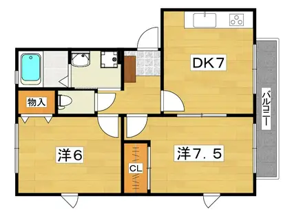 CONFORT(2DK/2階)の間取り写真