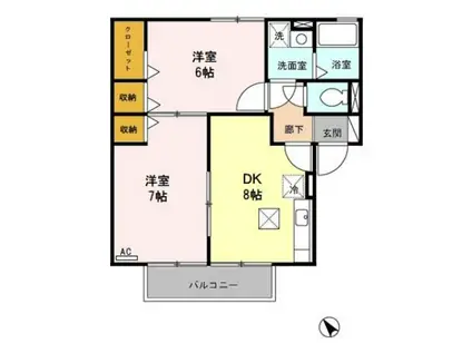 さくら館A棟(2DK/1階)の間取り写真