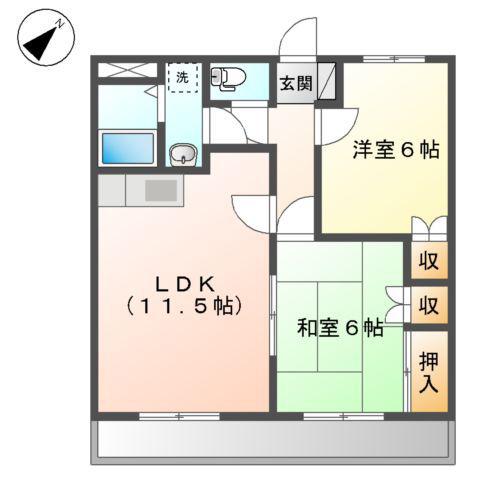 グリーンワイズ(2LDK/1階)の間取り写真