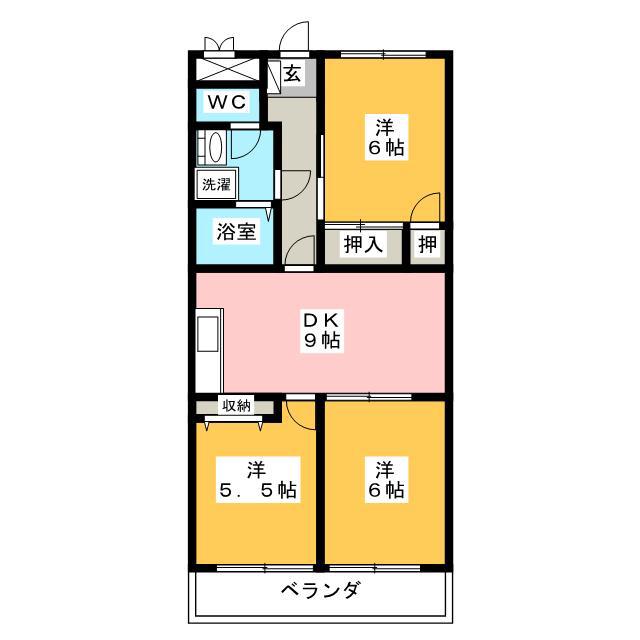 グリーンヒルズ(3DK/4階)の間取り写真