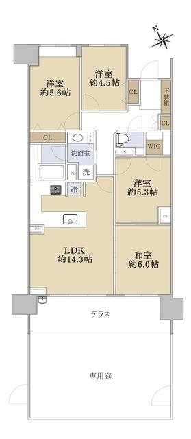 ライオンズ長町副都心レジデンス(4LDK/1階)の間取り写真