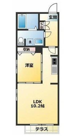 エスフラットⅢ(1LDK/1階)の間取り写真