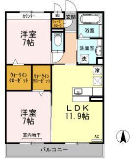 ホベンセドル(2LDK/2階)の間取り写真