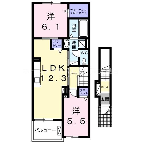 サンシャイン フラワー(2LDK/2階)の間取り写真