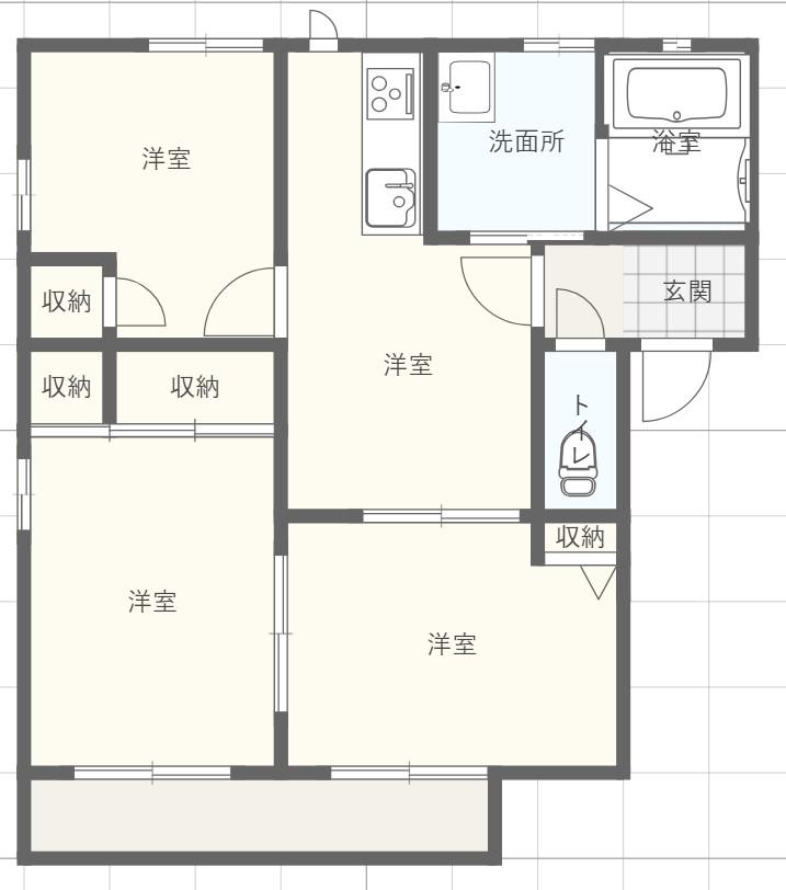 ヴィルヌーブB(3DK/2階)の間取り写真