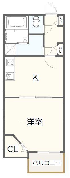 アーク天台(1K/2階)の間取り写真
