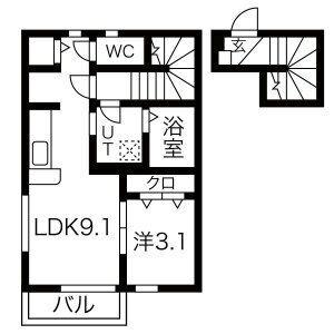 FOLUNA I・II(1LDK/2階)の間取り写真