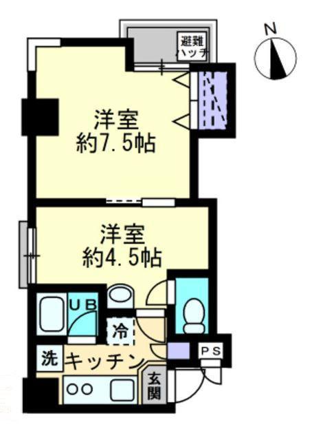 シティホワイト(2K/6階)の間取り写真