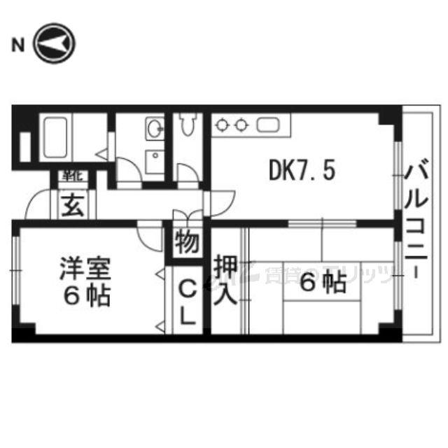 アメニティ駅前(2DK/1階)の間取り写真