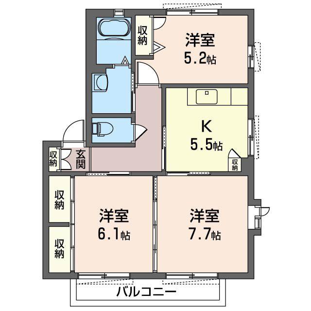 ブランミュールC(3K/1階)の間取り写真