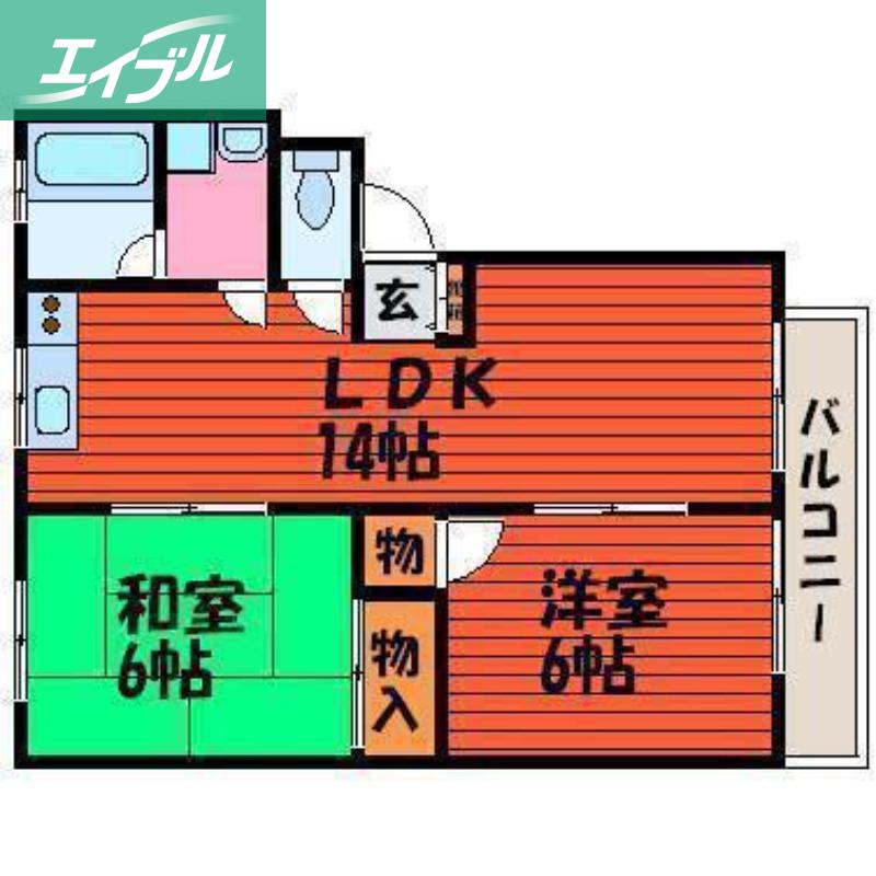レジデンス下中野A棟(2LDK/2階)の間取り写真