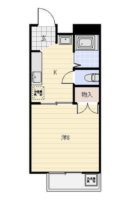 ホワイトピア岩崎(1K/1階)の間取り写真
