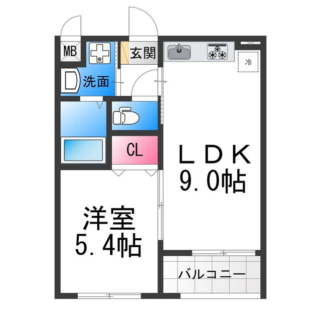 ノワ・メランジェ(1LDK/2階)の間取り写真