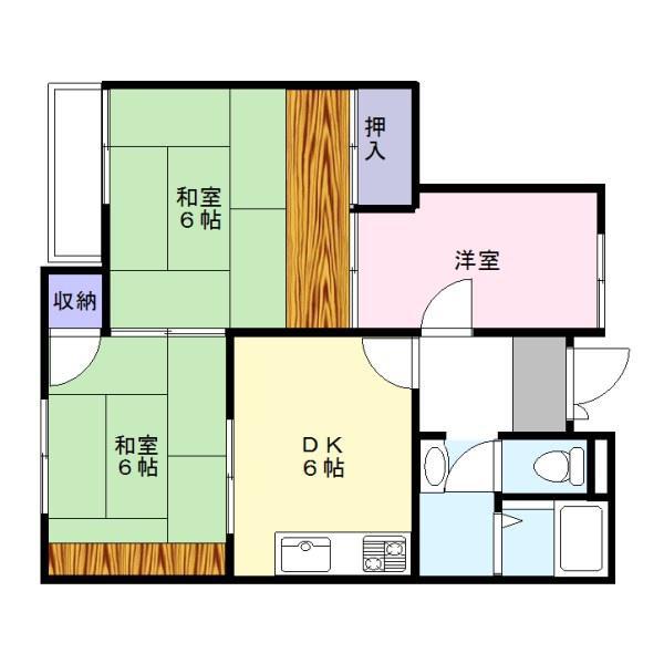 アピアフェニックス(3DK/2階)の間取り写真