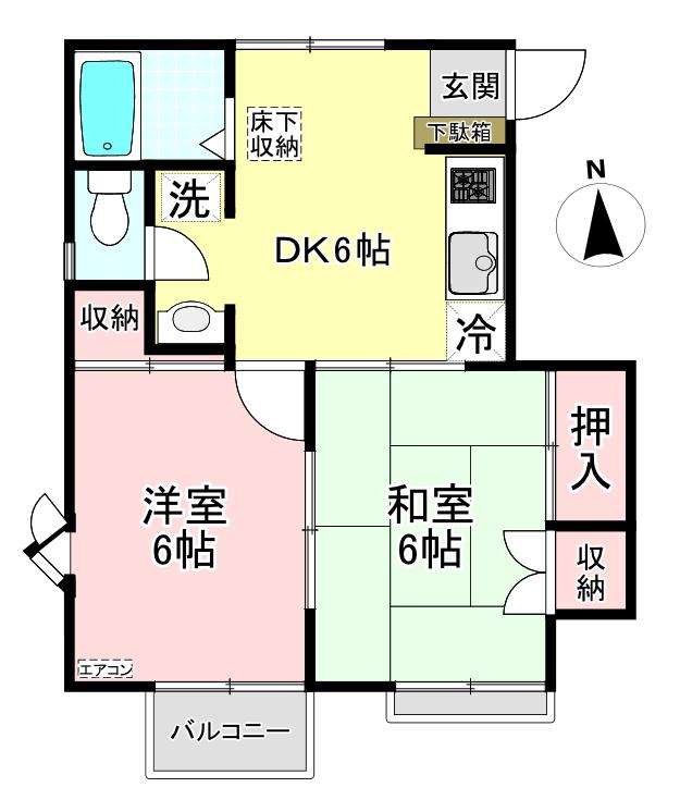 グリーンバレー王禅寺C(2DK/2階)の間取り写真