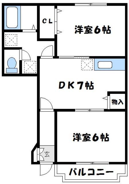 フルールI(2DK/1階)の間取り写真