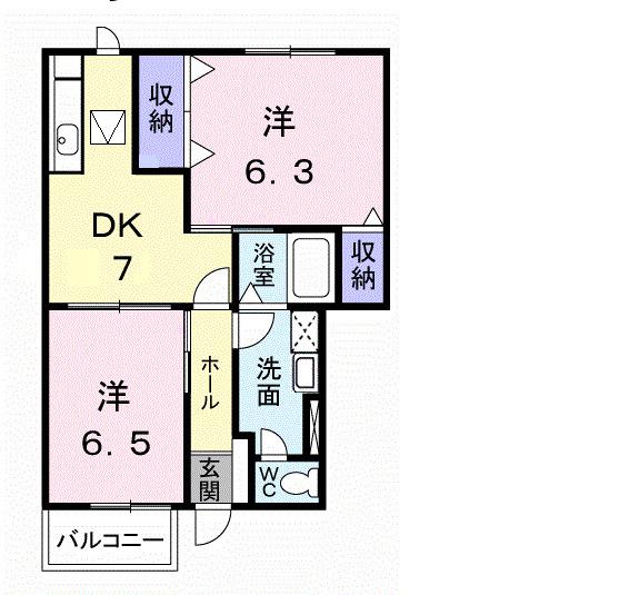 サンパティークB(2DK/1階)の間取り写真