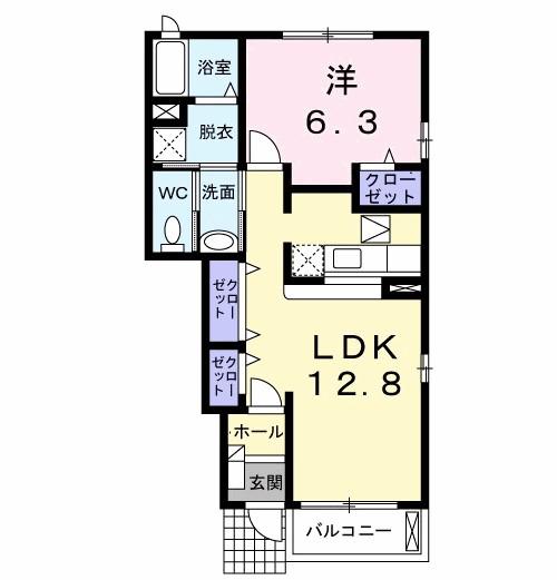 エスポワールヒルA(1LDK/1階)の間取り写真