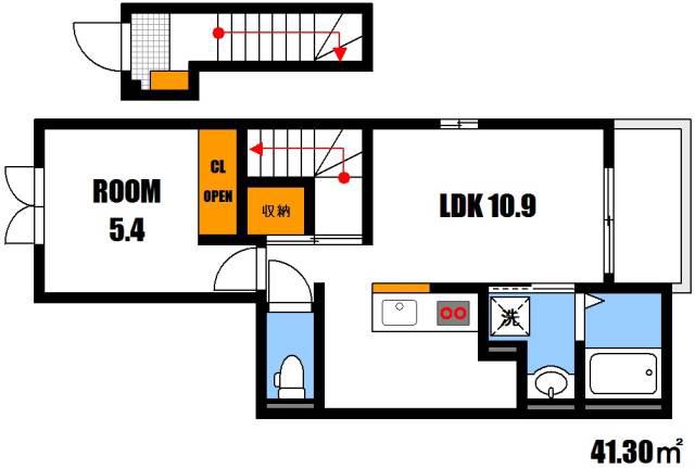 ヴィラ 池之内(1LDK/2階)の間取り写真