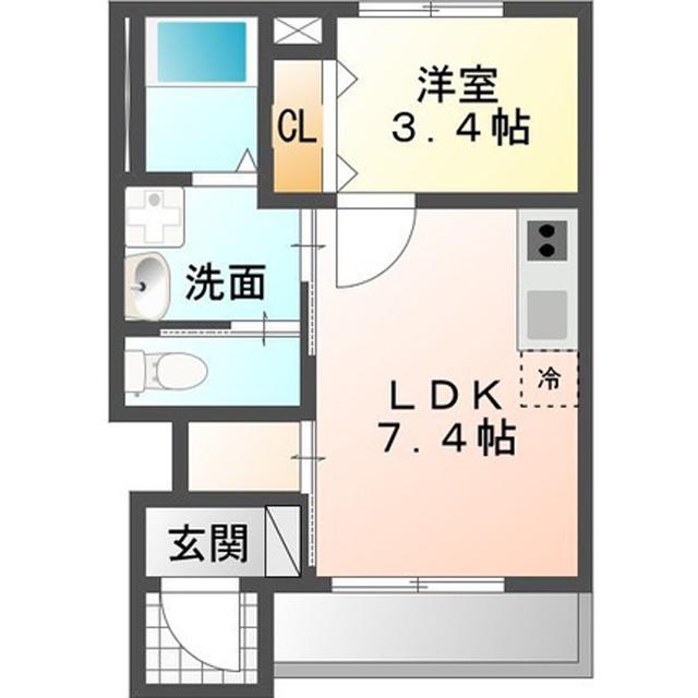 プルメリア(1LDK/1階)の間取り写真
