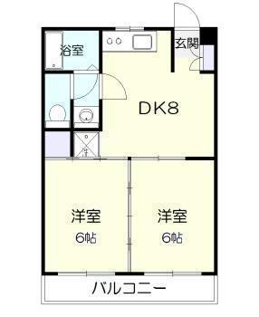 サンライズ矢野II(2DK/2階)の間取り写真
