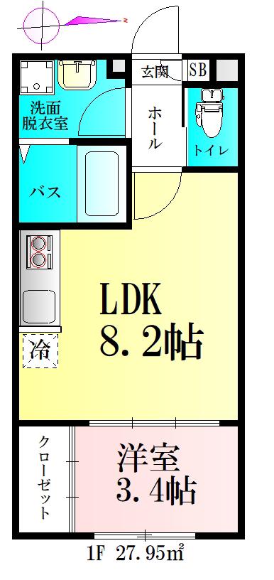 春ひなたのルミーナ(1LDK/1階)の間取り写真