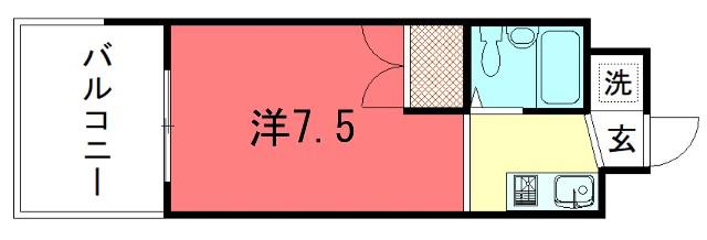 MYシャイン(1DK/3階)の間取り写真
