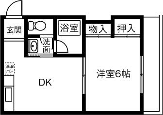 高蔵寺マンション(1DK/2階)の間取り写真