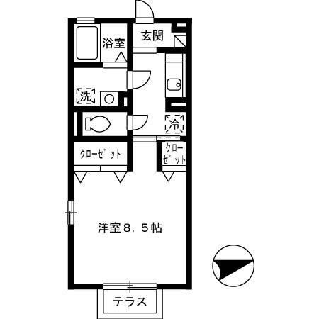 グランモア西本(1K/1階)の間取り写真