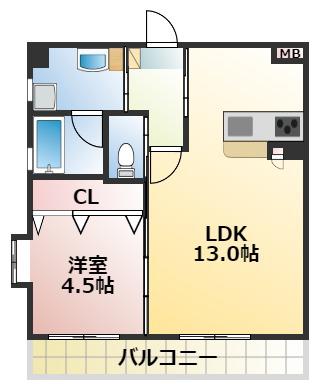オマージュ(1LDK/3階)の間取り写真