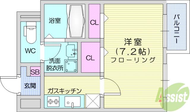 リバーサイド ガーデン(1K/3階)の間取り写真