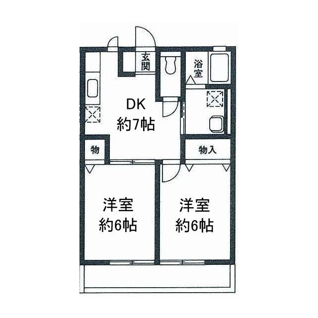 プロスペリティ(2DK/1階)の間取り写真