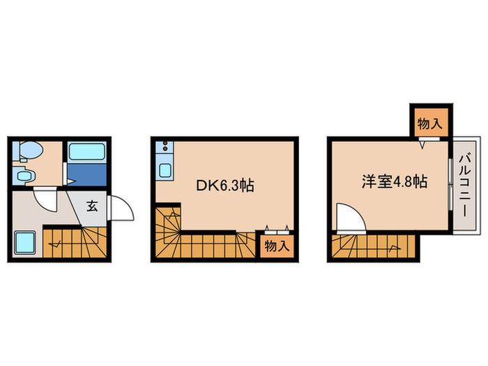 メゾネ・クレアール東寺(1DK/2階)の間取り写真