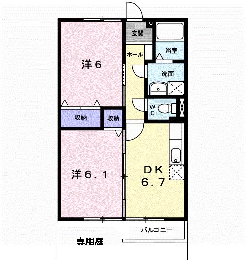 センチュリ-21A(2DK/1階)の間取り写真