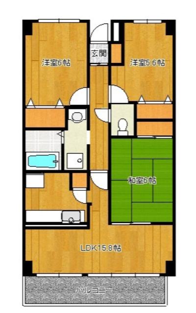 アルデール(3LDK/4階)の間取り写真