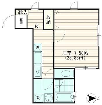 レバンテ聖蹟(1K/1階)の間取り写真