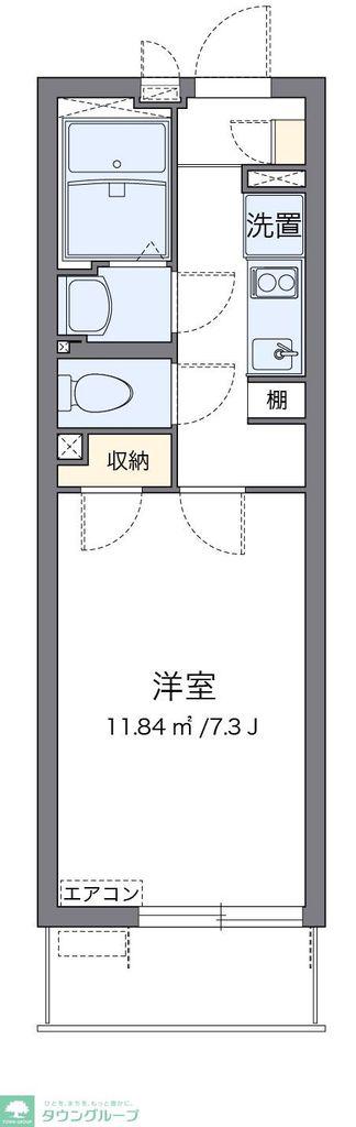 クレイノベルウッドII 広川(1K/3階)の間取り写真