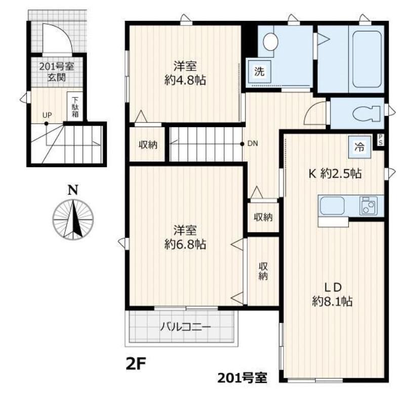 フルール(2LDK/1階)の間取り写真