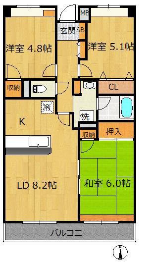 ローブレ・ヴィラ川越(3LDK/2階)の間取り写真