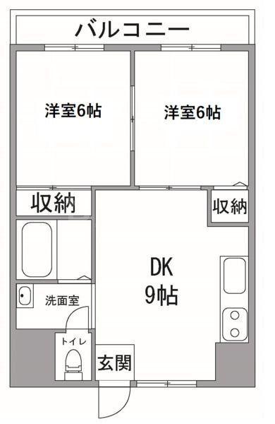 グリーンコーポ(2DK/2階)の間取り写真