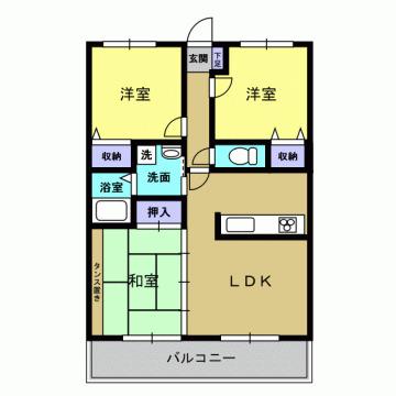 コーポラスカルム(3LDK/1階)の間取り写真