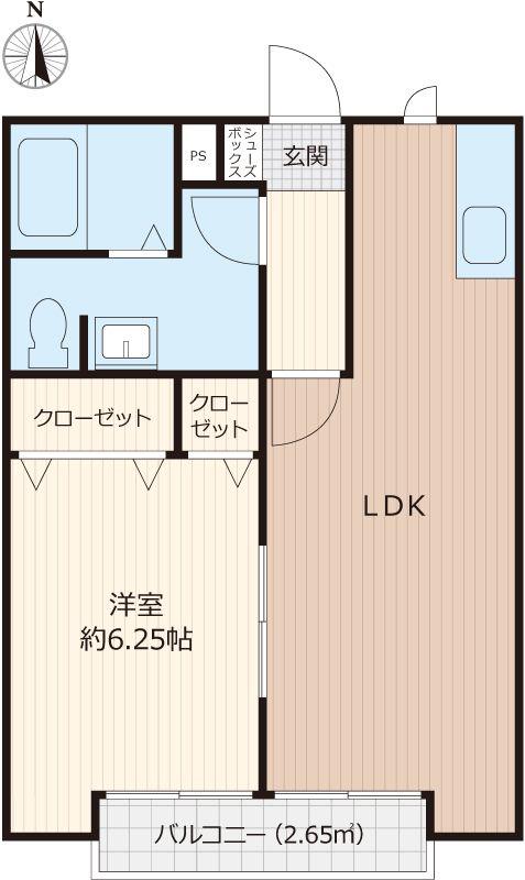 BELLE LEAD あきる野(1LDK/2階)の間取り写真