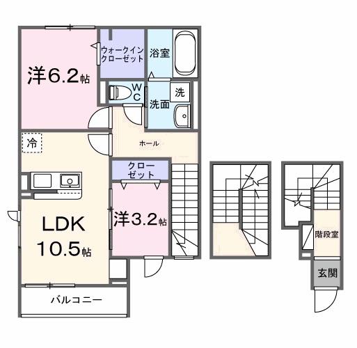 オリエンタルレジデンスVII(2LDK/3階)の間取り写真