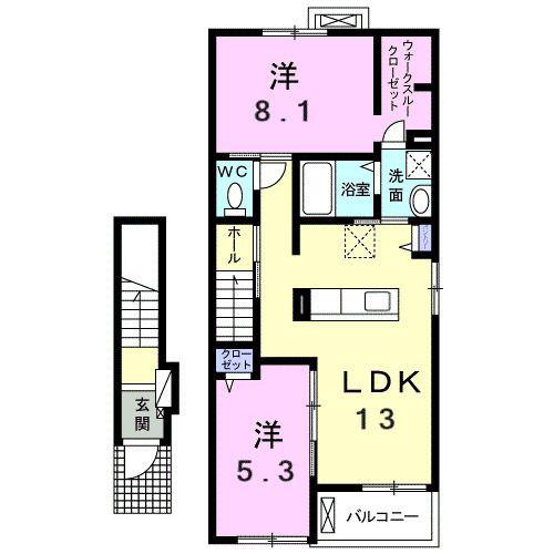オデッセイ6(2LDK/2階)の間取り写真
