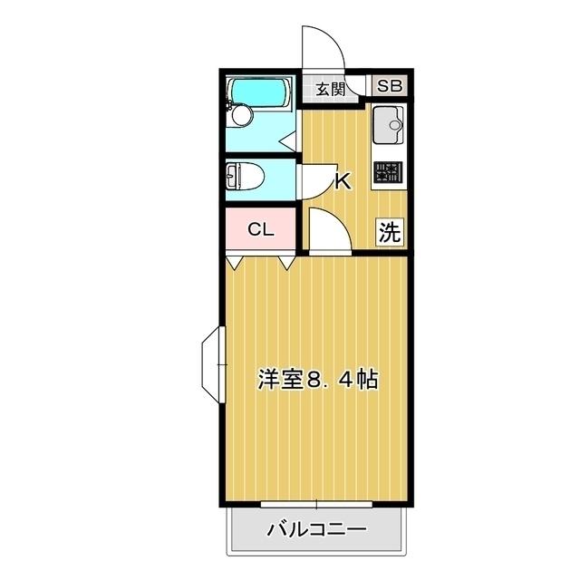 フローレス大友(1K/2階)の間取り写真